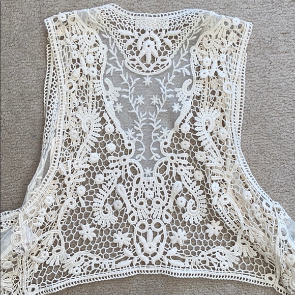Cream net mini summer cardigan - Picture 3 of 3